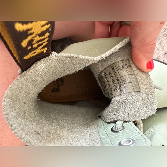 Dr Doc Marten Sage Green Pascal 1460 Virginia Leather Lace Up Combat Boots Sz 7 - Picture 7 of 7